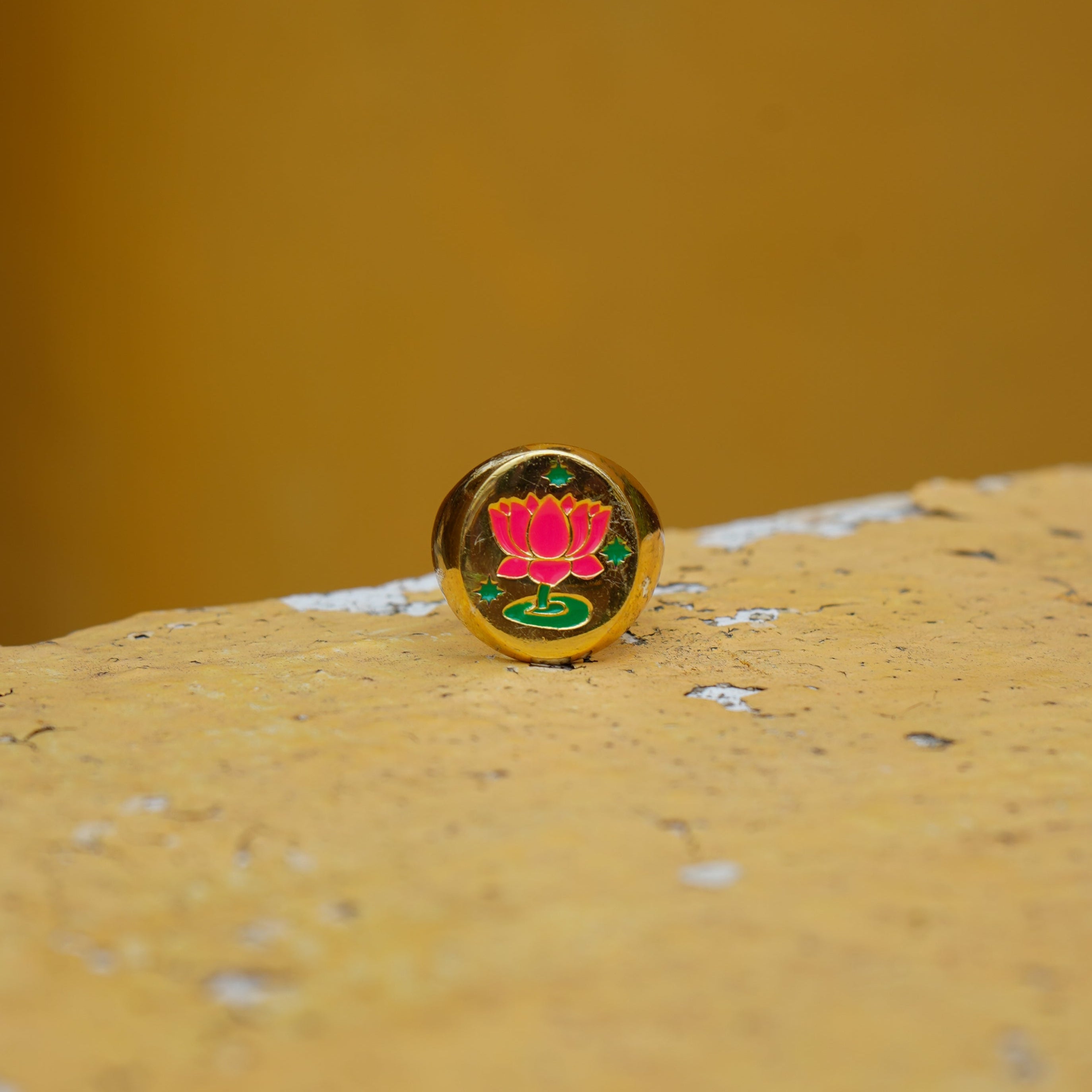 Lotus Enamel Signet Ring