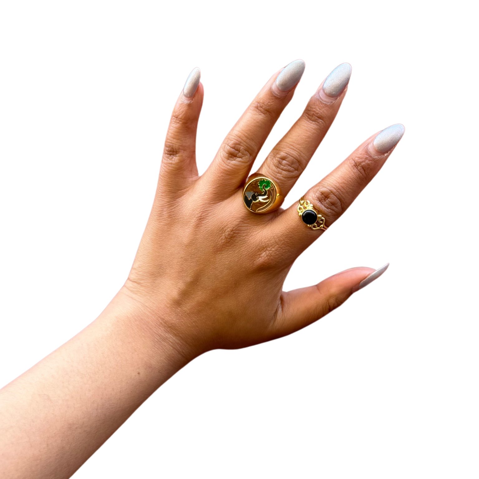 Elephant Enamel Signet Ring