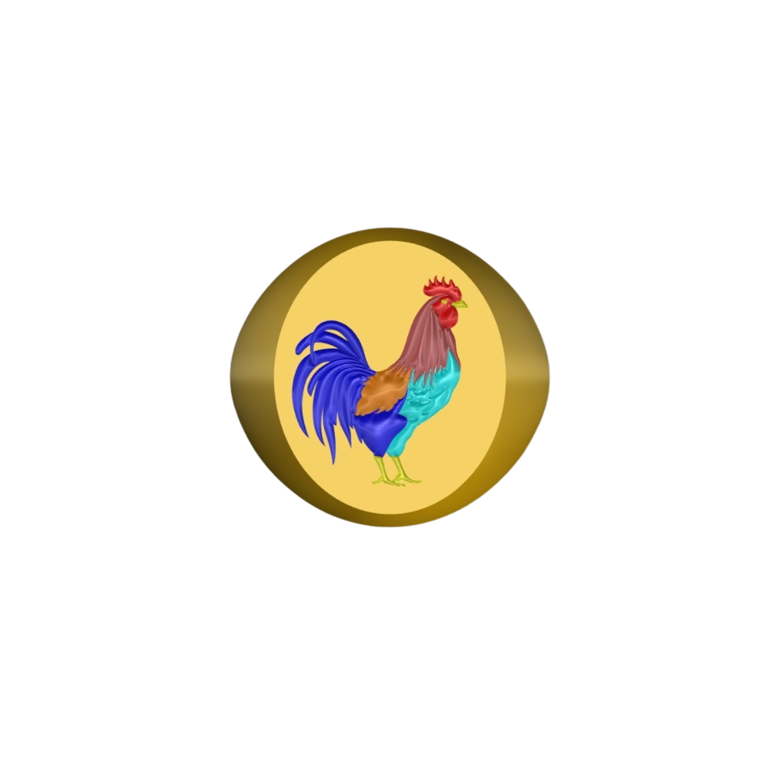 Koli Rooster Enamel Signet Ring