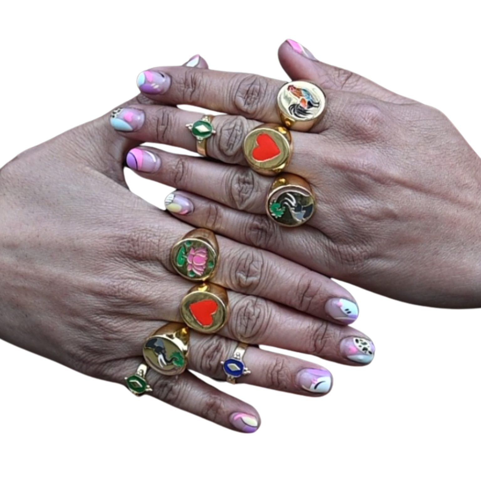 Heart Enamel Signet Ring