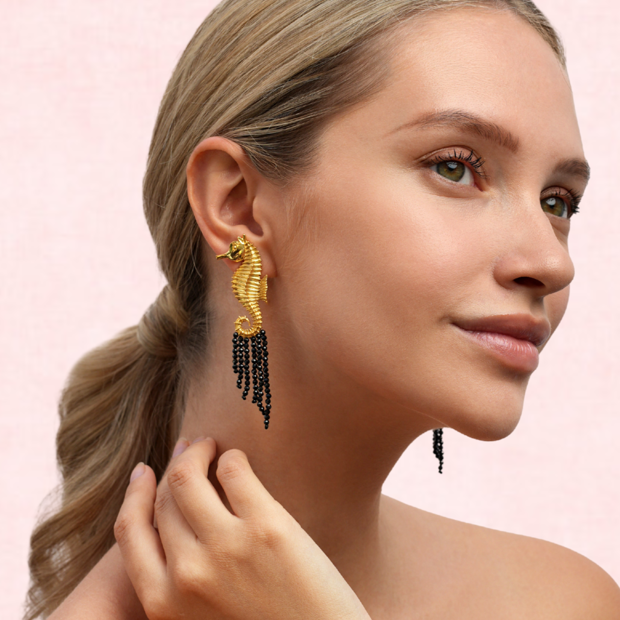 Golden Seahorse Earrings