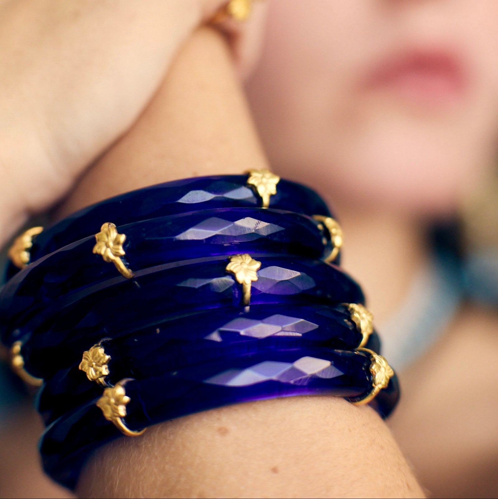 Blue Current Glass Bangle