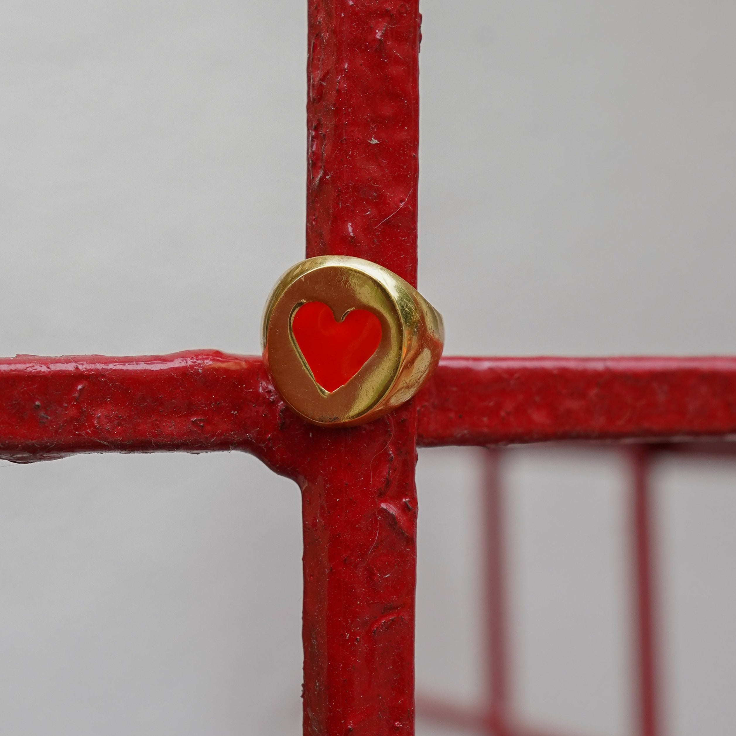 Heart Enamel Signet Ring