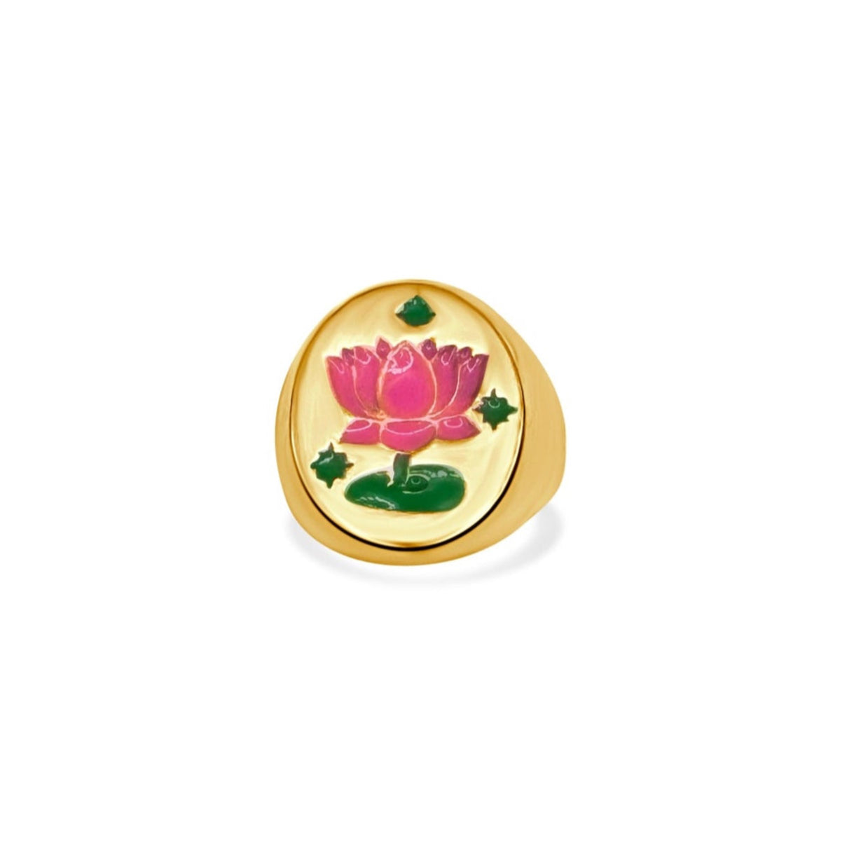 Lotus Enamel Signet Ring