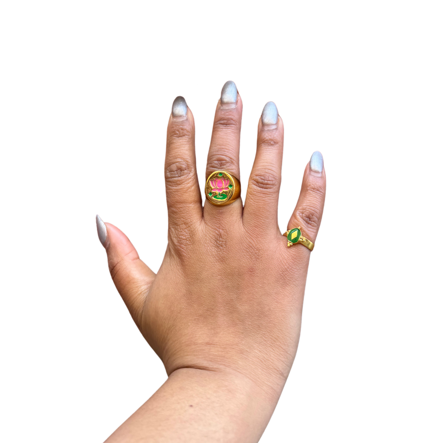 Lotus Enamel Signet Ring